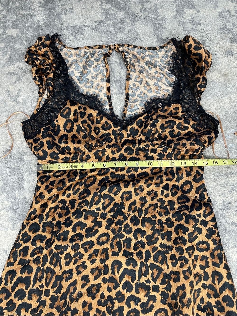 New Free People Foolish Heart Leopard Print Midi Dress Animal Lace Sz M - Picture 12 of 16